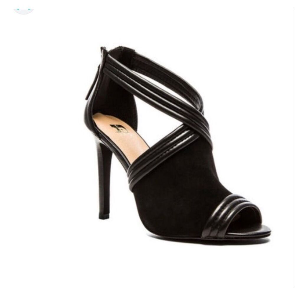 Joe's Dexter stiletto pumps black leather/suede strappy caged design size 8.5